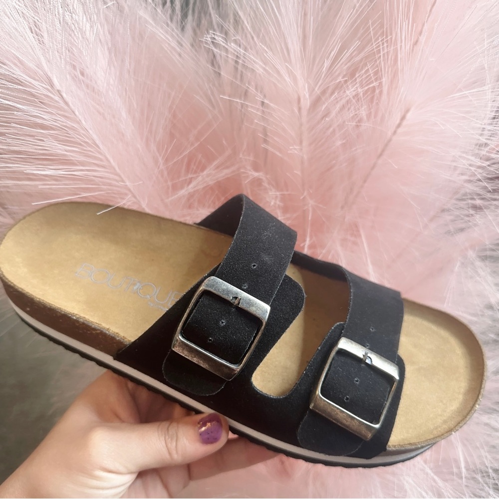 Black suede sandal